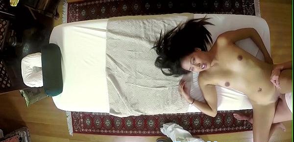  Alluring asian teen massaged and banged